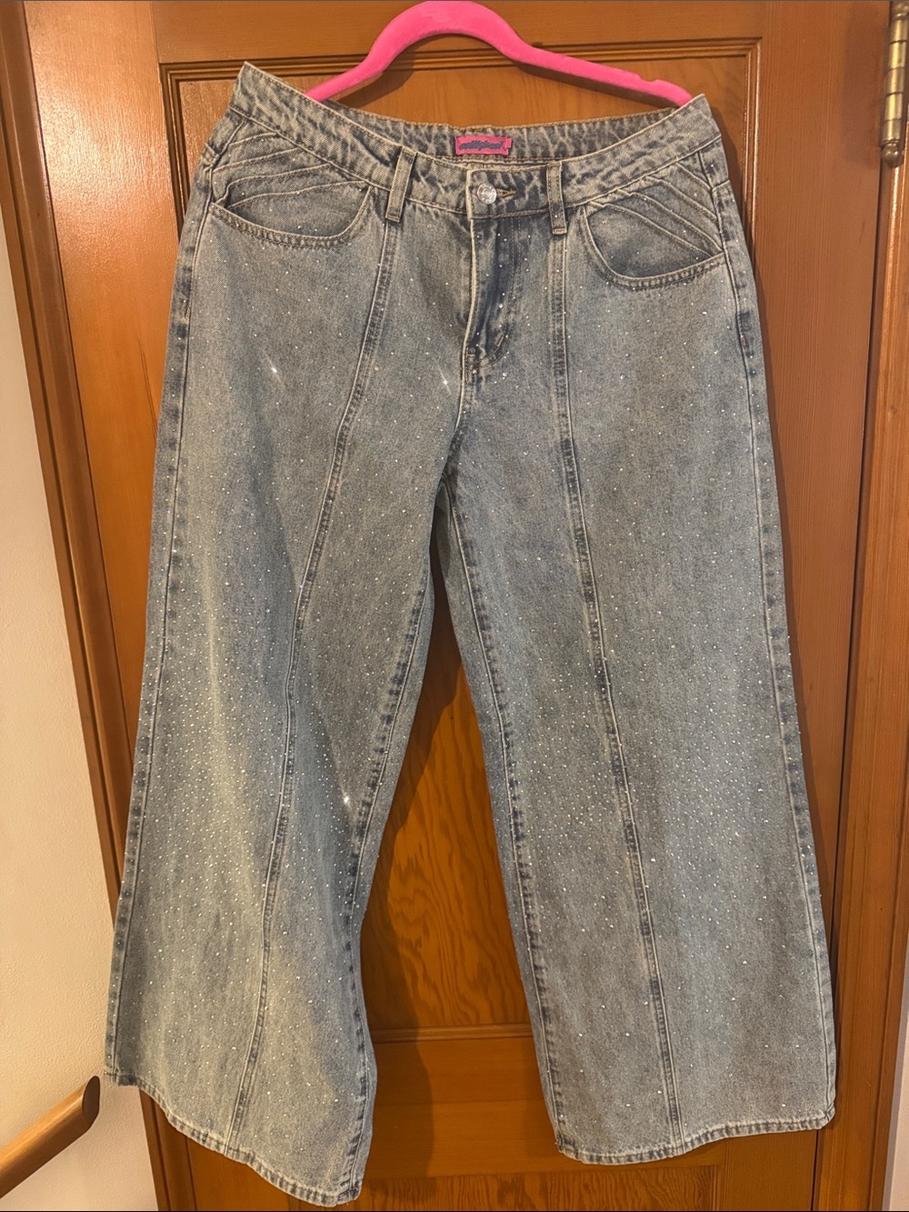 NWT Edikted Wide-Leg Sparkle Rhinestone Jeans